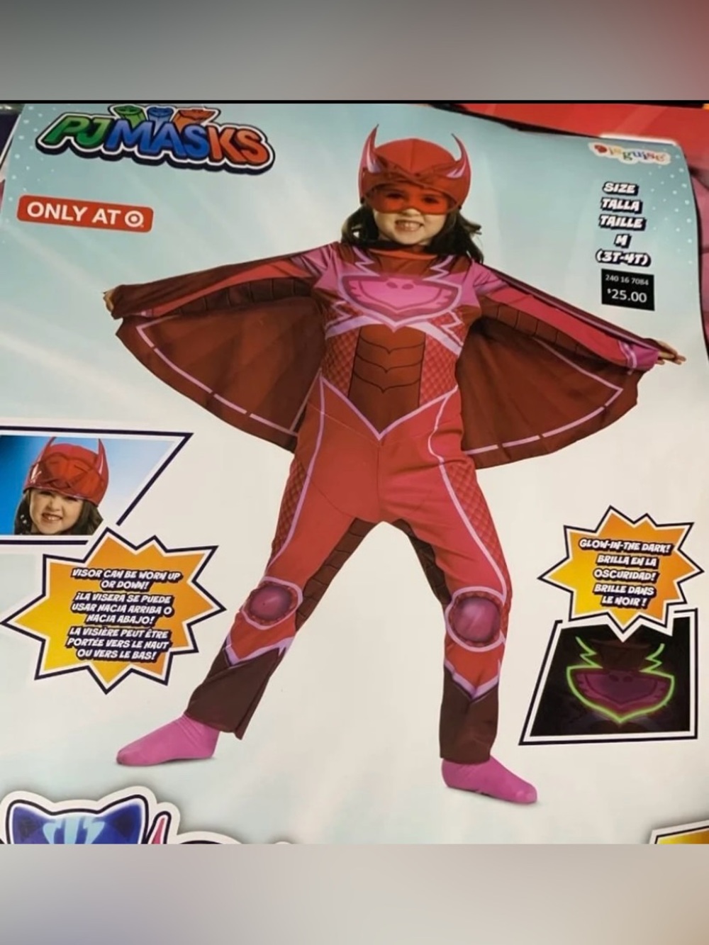 New PJ Masks Owlette toddler girls size 3T /4T glow in the dark deluxe costume
